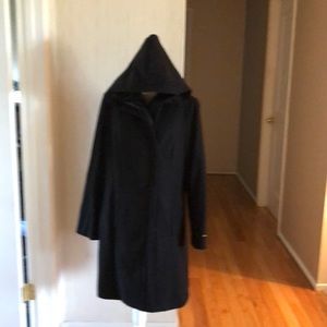 BlackTahari wool overcoat with hood, XL